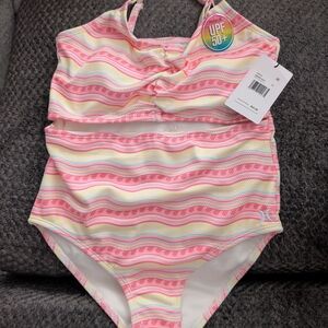 NWT Girls Hurley Swimsuit- Pink and Yellow Stripes
